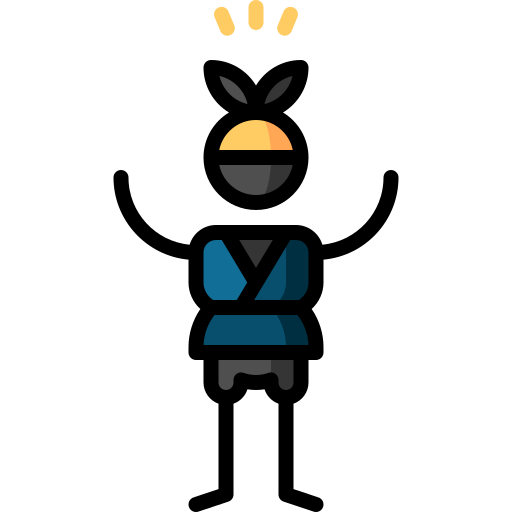 Ninja Puppet Characters Lineal Color icon