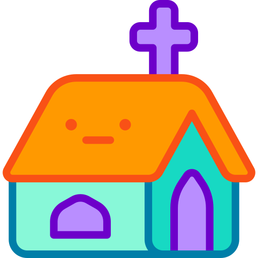 Church Retro Neon Lineal color icon