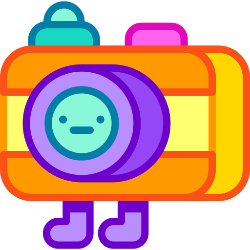 カメラ Retro Neon Lineal color icon