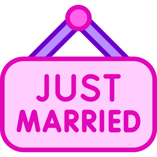 Just married Retro Neon Lineal color icon