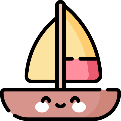 zeilboot Kawaii Lineal color icoon
