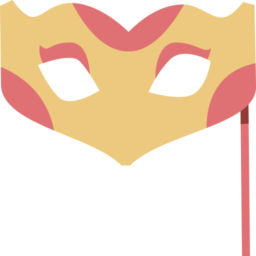 máscara de carnaval Cartoon Flat icono