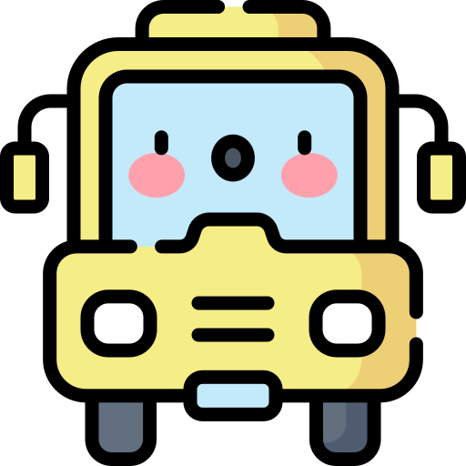 Ônibus escolar Kawaii Lineal color Ícone