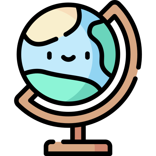 wereldbol Kawaii Lineal color icoon