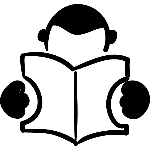 student die een boekhand getrokken persoon leest  icoon
