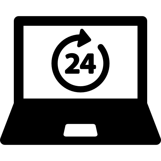 24 hours on laptop screen  icon