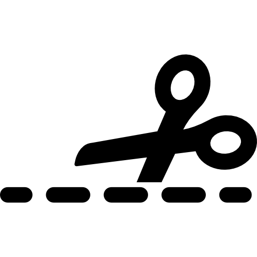 Cutting with a scissor on broken line  icon