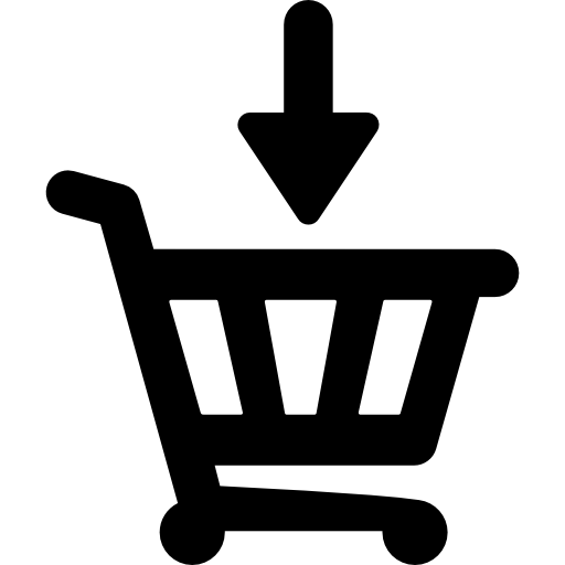 Down arrow on shopping basket  icon