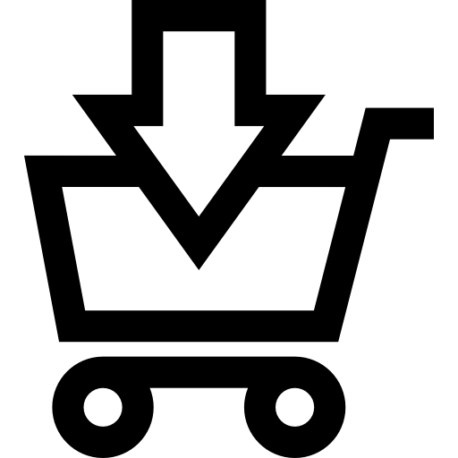 Adding to shopping cart e commerce button with down arrow  icon