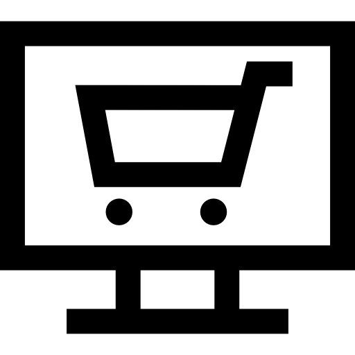 Shopping cart on monitor screen  icon