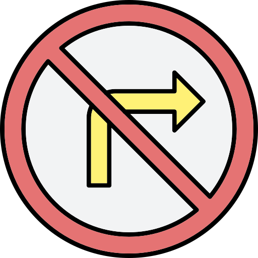 rechts abbiegen verboten Generic Thin Outline Color icon