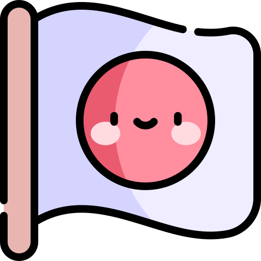 bandiera giapponese Kawaii Lineal color icona