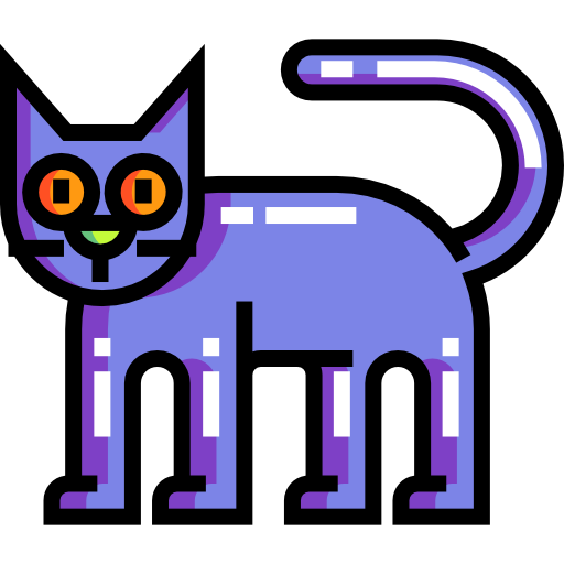 czarny kot Detailed Straight Lineal color ikona
