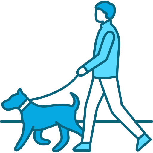 犬を連れて散歩をしている Generic Blue icon