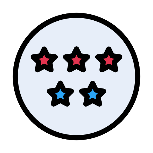 cinco estrellas Vector Stall Lineal Color icono
