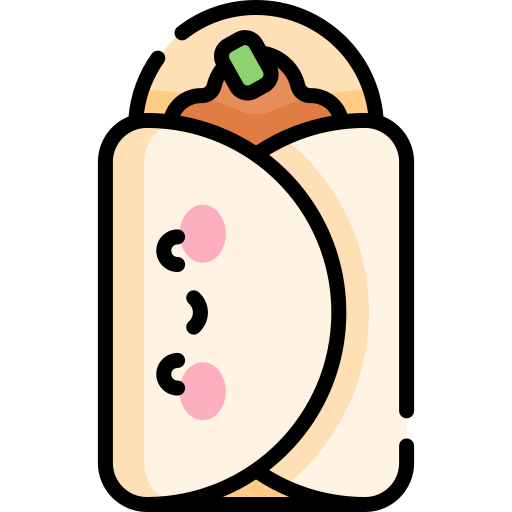 burrito Kawaii Lineal color icona