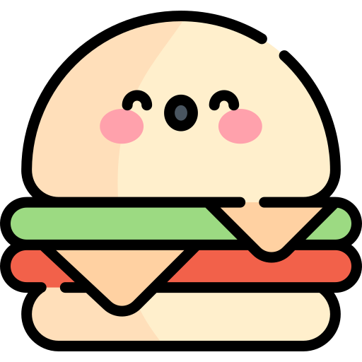 hamburguesa Kawaii Lineal color icono