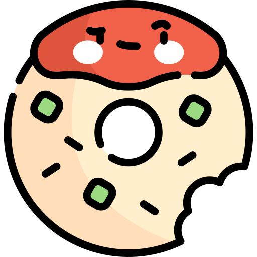 donut Kawaii Lineal color icoon