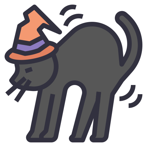 zwarte kat Wichai.wi Lineal Color icoon
