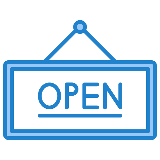 Open sign Generic Blue icon