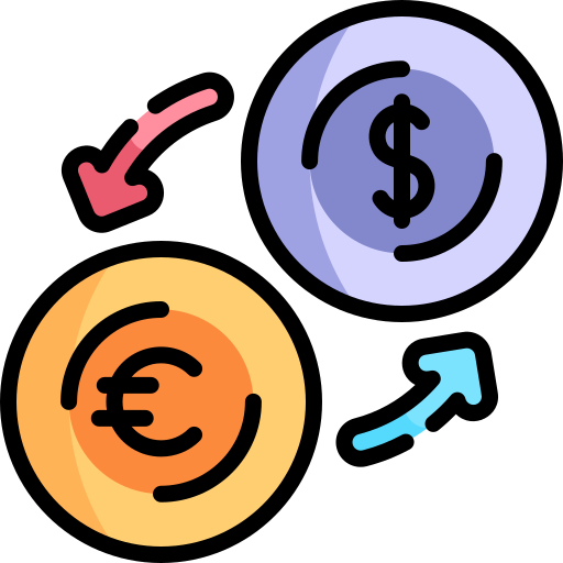 cambio di valuta Kawaii Lineal color icona