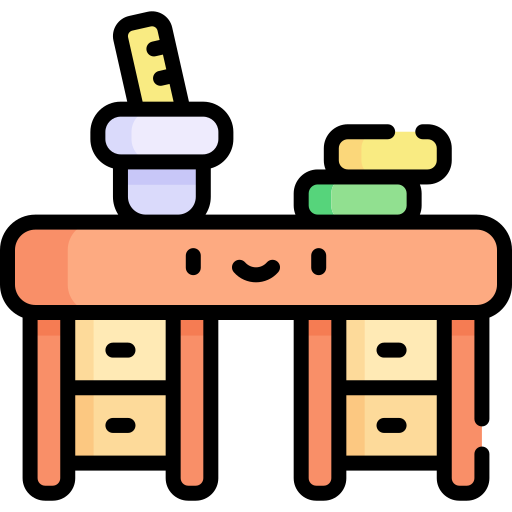 escritorio Kawaii Lineal color icono