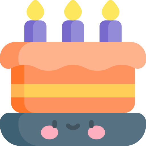 pastel de cumpleaños Kawaii Flat icono