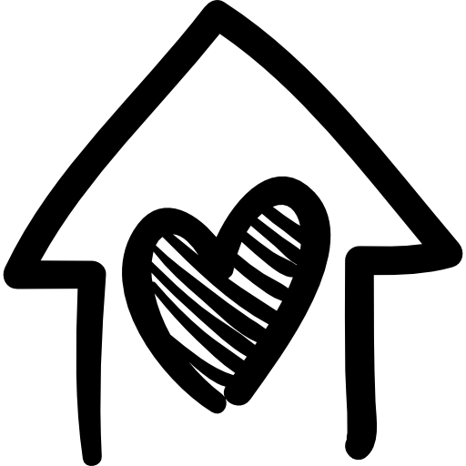 dom z sercem ręcznie rysowane budynku Others Hand drawn detailed ikona