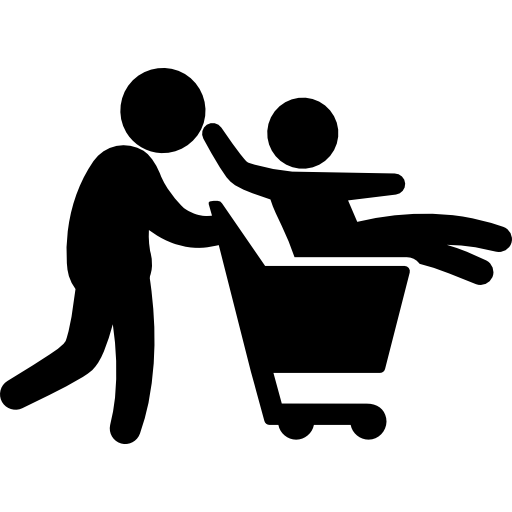 Father with son on shopping cart  icon