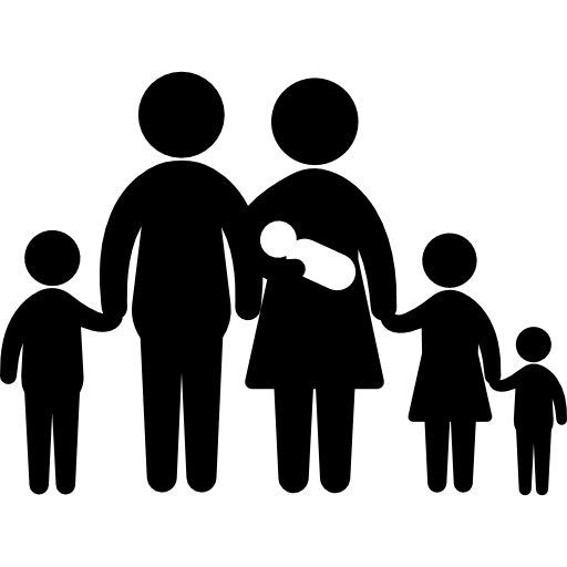 família de seis, incluindo um bebê  Ícone