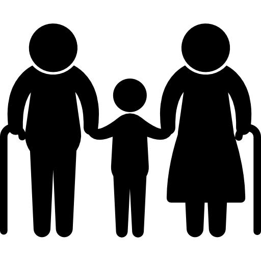 Grandmother and grandfather with child familiar silhouettes  icon