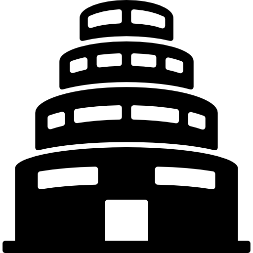 Pyramidal rounded building tower  icon