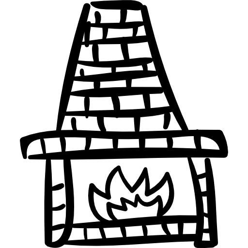 Камин из кирпича с пламенем Others Hand drawn detailed иконка