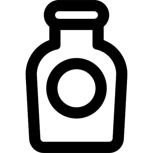 zarys butelki z okrągłą etykietą  ikona