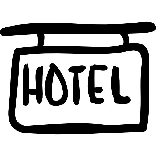 hotel señal rectangular dibujada a mano.  icono