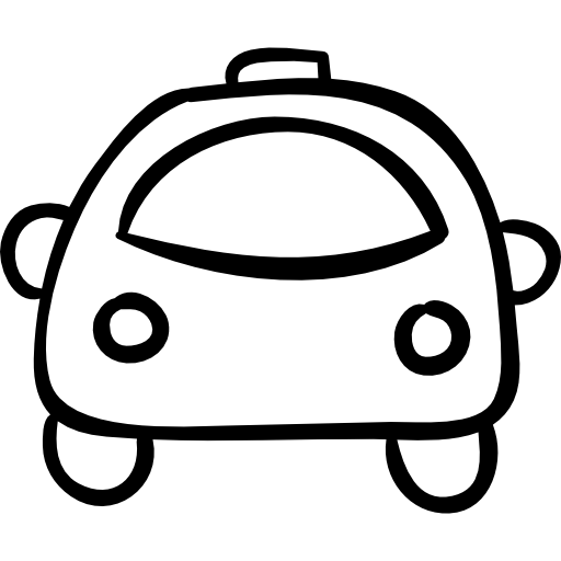 coche dibujado a mano vehículo contorneado redondeado  icono