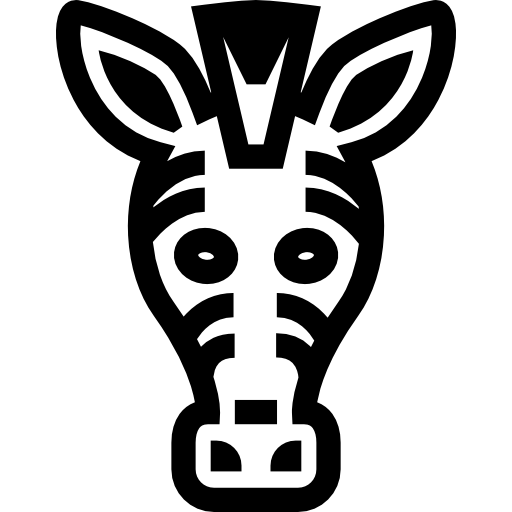 cabeça frontal da zebra  Ícone