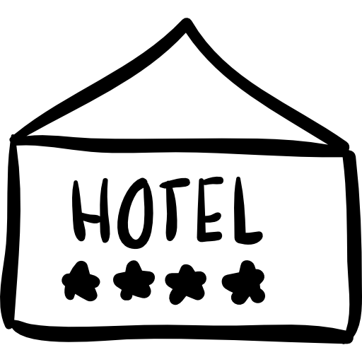Отель четыре звезды прямоугольный сигнал рисованной наброски  иконка