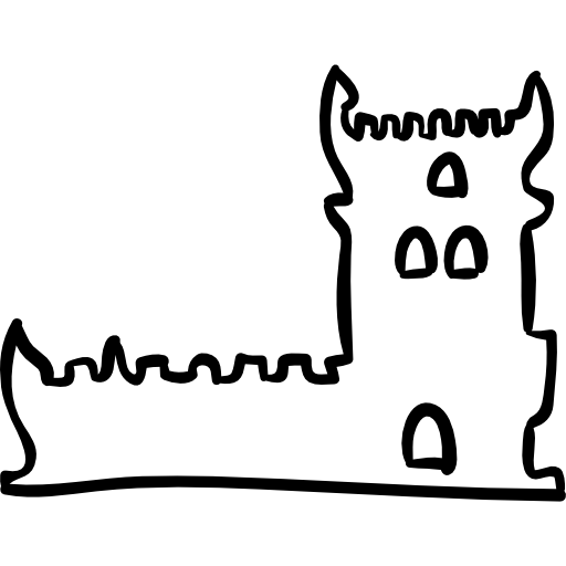 castillo antiguo edificio dibujado a mano contorneado  icono