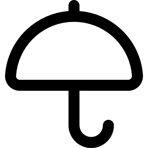 paraguas abierto herramienta de protección delineada  icono