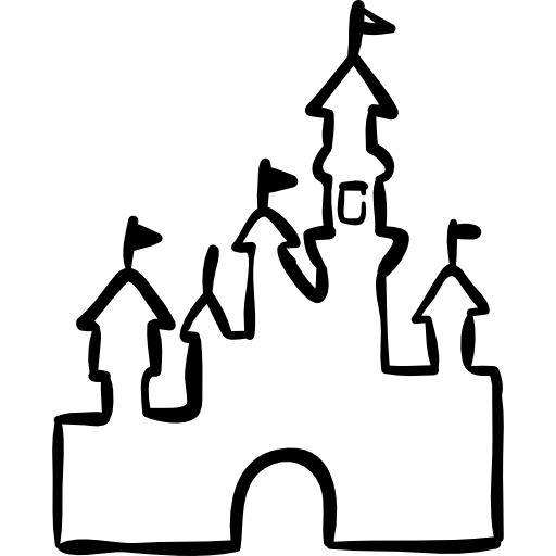 profilo disegnato a mano del castello di fantasia  icona