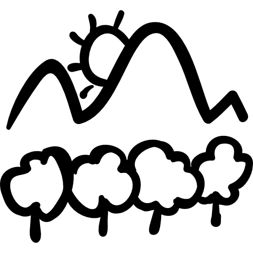 berglandschaft mit bäumen und sonne Others Hand drawn detailed icon