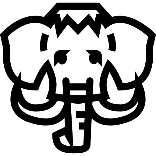 profilo frontale della testa di elefante con grandi corna  icona