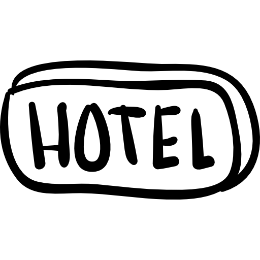 hotel mano dibujada señal rectangular redondeada.  icono