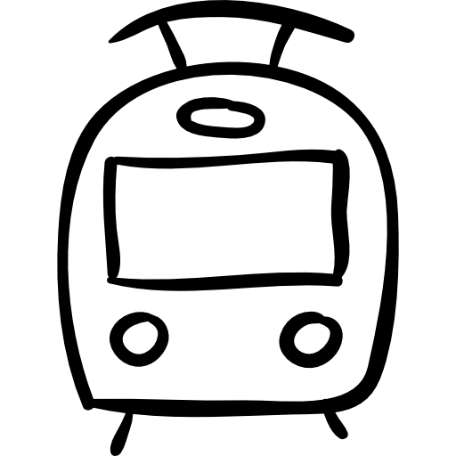 vista frontale del profilo disegnato a mano del treno  icona