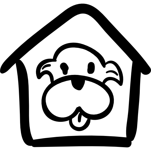 domek dla zwierząt z psem  ikona
