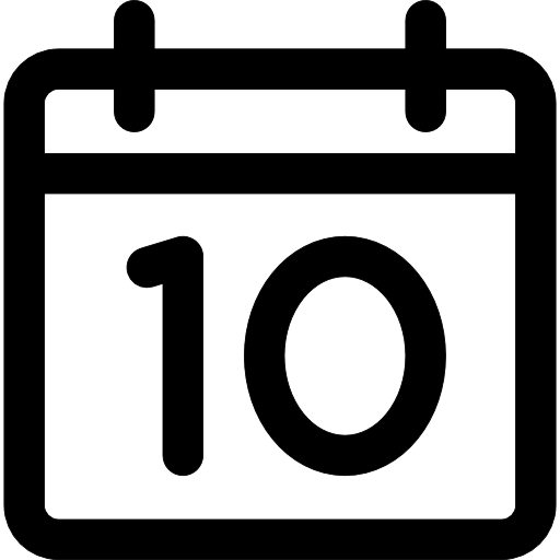 día 10 en la página del calendario  icono