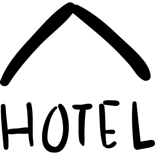 señal comercial dibujada a mano del hotel.  icono