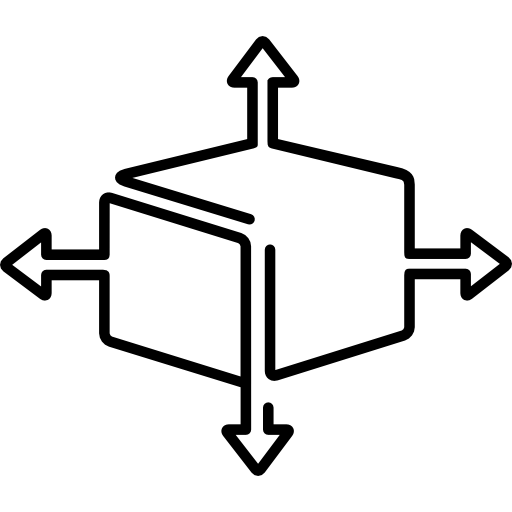 4 方向の矢印が付いた超薄型パッケージのアウトライン  icon