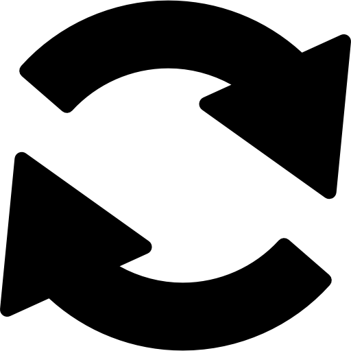 Arrows circle of two rotating in clockwise direction  icon